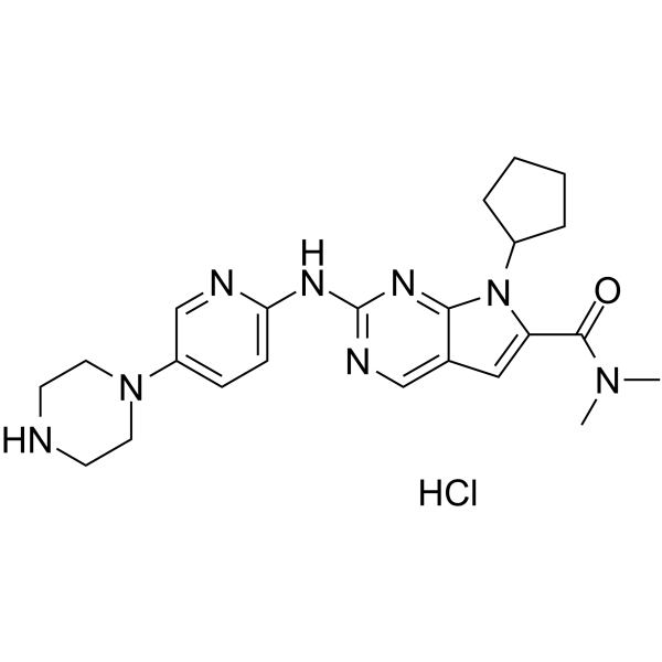 Ribociclib hydrochloride Chemical Structure Ribociclib hydrochloride(Synonyms: 瑞博西尼盐酸盐; LEE011 hydrochloride)