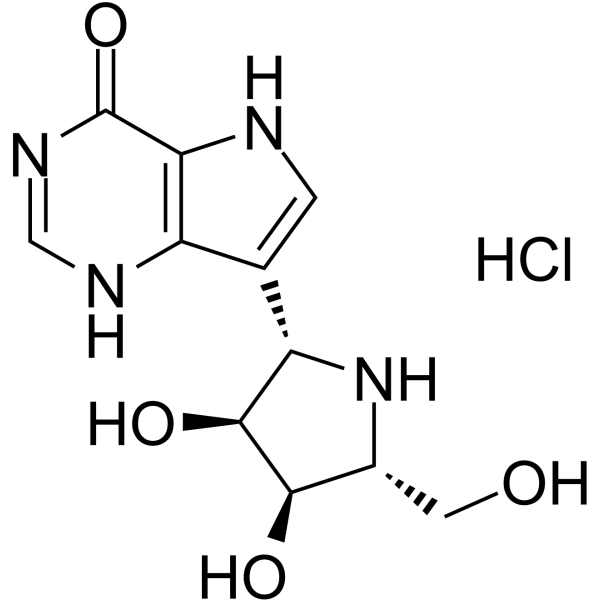 Forodesine hydrochloride Chemical Structure Forodesine hydrochloride(Synonyms: BCX-1777 hydrochloride; Immucillin-H hydrochloride)