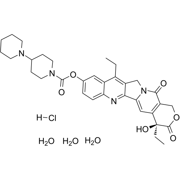 Irinotecan hydrochloride trihydrate(Synonyms: 盐酸伊立替康三水合物; (+)-Irinotecan hydrochloride trihydrate; CPT-11 hydrochloride trihydrate)