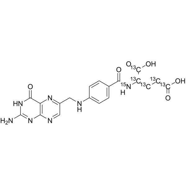 Folic acid-13C5,15N1 Chemical Structure Folic acid-13C5,15N1(Synonyms: 叶酸 13C5,15N1)