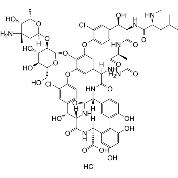 Vancomycin hydrochloride Chemical Structure Vancomycin hydrochloride(Synonyms: 盐酸万古霉素)