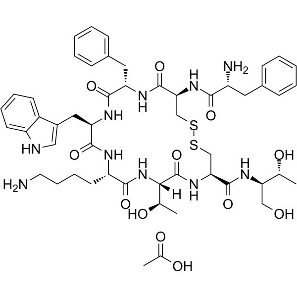 Octreotide acetate Chemical Structure Octreotide acetate(Synonyms: 醋酸奥曲肽; SMS 201-995 acetate)
