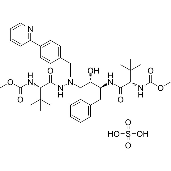 Atazanavir sulfate Chemical Structure Atazanavir sulfate(Synonyms: 硫酸阿扎那韦; BMS-232632 sulfate)