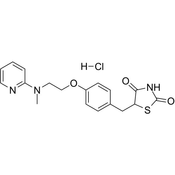 Rosiglitazone hydrochloride Chemical Structure Rosiglitazone hydrochloride(Synonyms: BRL 49653 hydrochloride)
