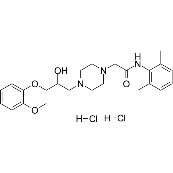 Ranolazine dihydrochloride(Synonyms: 盐酸雷诺嗪; CVT 303 dihydrochloride;  RS 43285)