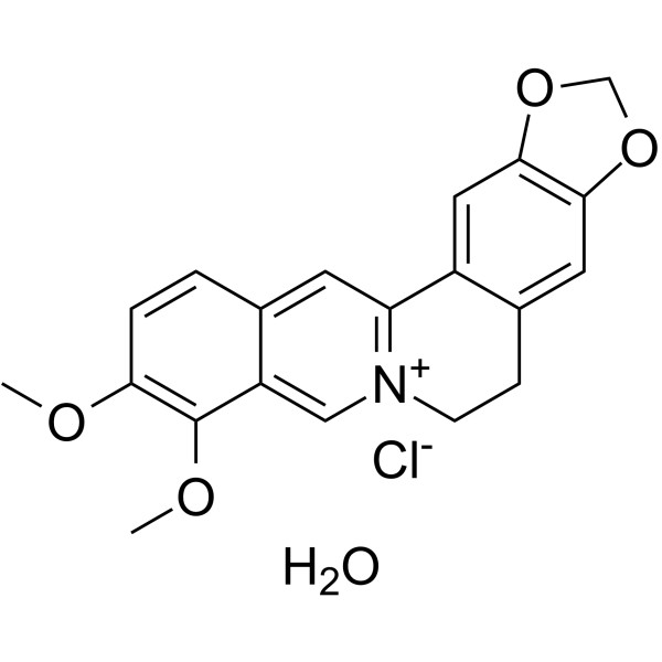 Berberine chloride hydrate(Synonyms: 盐酸黄连素水合物; Natural Yellow 18 chloride hydrate)