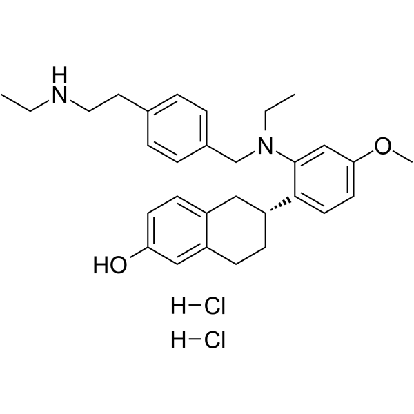 Elacestrant dihydrochloride Chemical Structure Elacestrant dihydrochloride(Synonyms: RAD1901 dihydrochloride)
