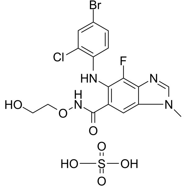 Selumetinib sulfate Chemical Structure Selumetinib sulfate(Synonyms: AZD6244 sulfate; ARRY-142886 sulfate)