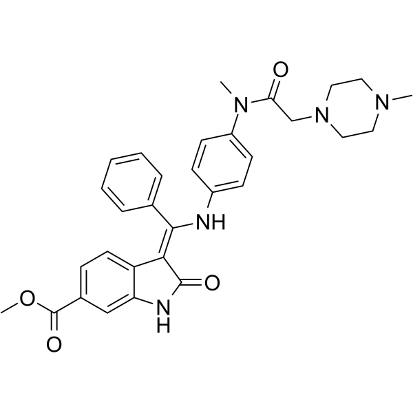 Nintedanib Chemical Structure Nintedanib(Synonyms: 尼达尼布; BIBF 1120)