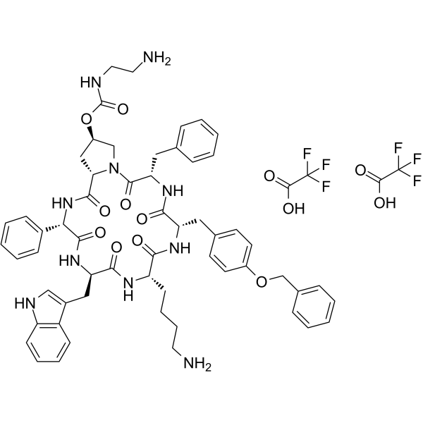 Pasireotide ditrifluoroacetate Chemical Structure Pasireotide ditrifluoroacetate(Synonyms: 帕瑞肽二三氟乙酸盐; SOM230 ditrifluoroacetate; Pasireotide TFA salt)