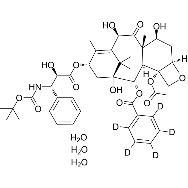 Docetaxel-d5 trihydrate Chemical Structure Docetaxel-d5 trihydrate(Synonyms: RP-56976-d5 trihydrate)