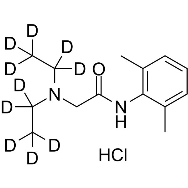 Lidocaine-d10 hydrochloride Chemical Structure Lidocaine-d10 hydrochloride(Synonyms: 盐酸利多卡因 d10 (盐酸盐))