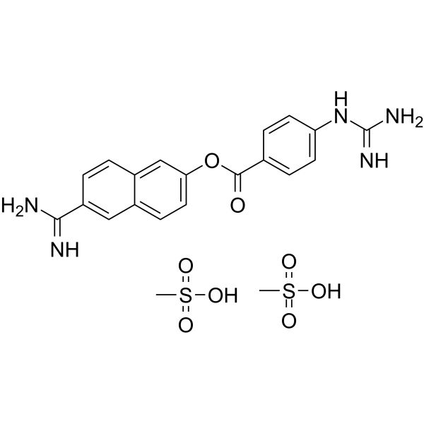 Nafamostat mesylate Chemical Structure Nafamostat mesylate(Synonyms: 甲磺酸萘莫司他; FUT-175)