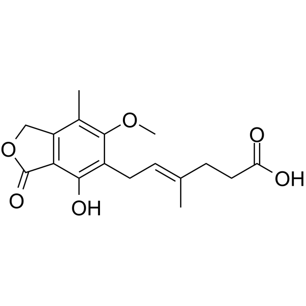 Mycophenolic acid Chemical Structure Mycophenolic acid(Synonyms: 霉酚酸; Mycophenolate)