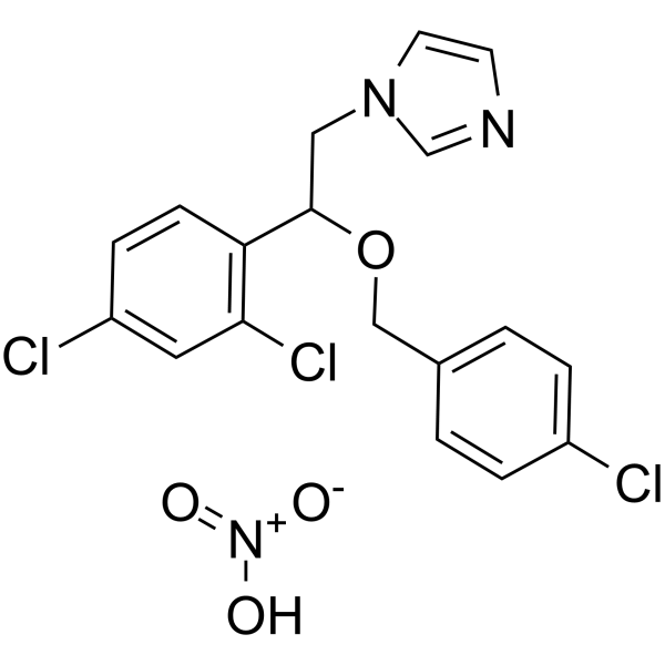 Econazole nitrate Chemical Structure Econazole nitrate(Synonyms: 硝酸益康唑)
