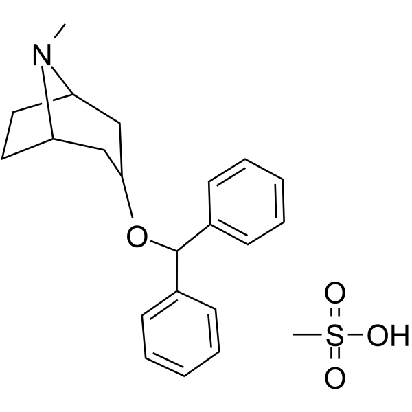Benztropine mesylate(Synonyms: 甲磺酸苯扎托品; Benzatropine mesylate;  Benzotropine mesylate;  Benztropine methanesulfonate)