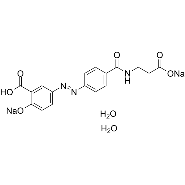 Balsalazide sodium hydrate Chemical Structure Balsalazide sodium hydrate(Synonyms: 巴柳氮钠水合物; Balsalazide disodium dihydrate)