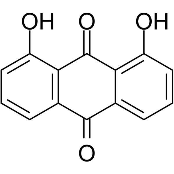 Danthron Chemical Structure Danthron(Synonyms: 1,8-二羟基蒽醌; Dantron; Chrysazin; 1,8-Dihydroxyanthraquinone)