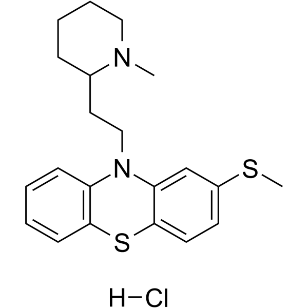 Thioridazine hydrochloride(Synonyms: 盐酸硫利达嗪；盐酸硫代利哒；甲硫达嗪盐酸盐；甲硫哒嗪盐酸盐)