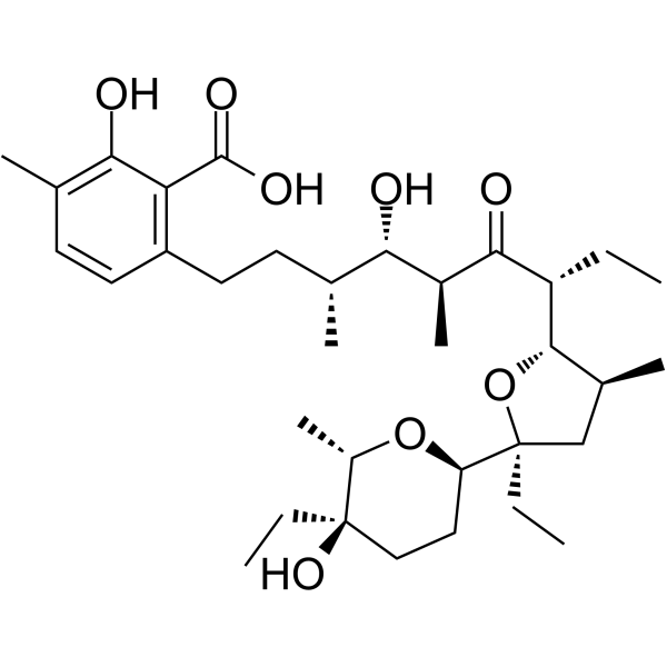 Lasalocid(Synonyms: Lasalocid-A;  Ionophore X-537A;  Antibiotic X-537A)