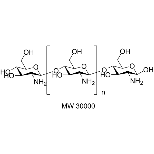 Chitosan (MW 30000) Chemical Structure Chitosan (MW 30000)(Synonyms: Deacetylated chitin (MW 30000); Poly(D-glucosamine) (MW 30000))