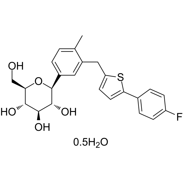 Canagliflozin hemihydrate Chemical Structure Canagliflozin hemihydrate(Synonyms: JNJ 28431754 hemihydrate)
