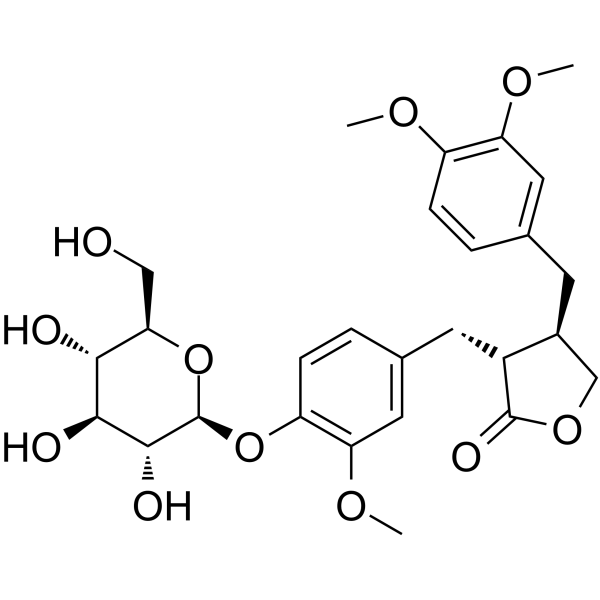 Arctiin Chemical Structure Arctiin(Synonyms: 牛蒡子苷; Arctii; NSC 315527; Arctigenin-4-glucoside)