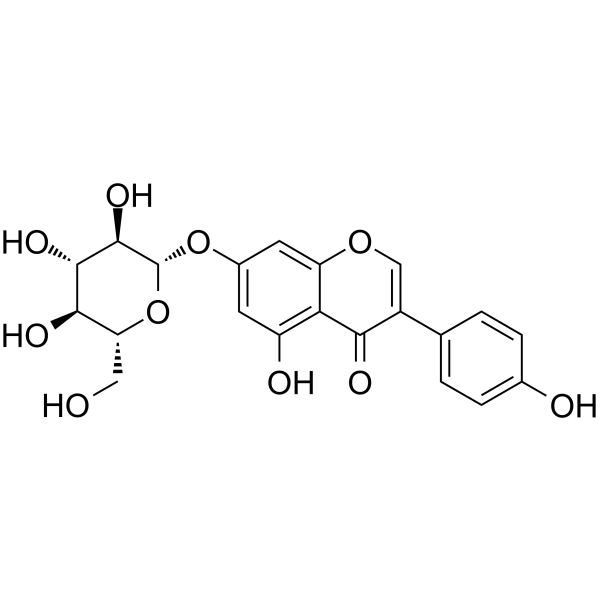 Genistin Chemical Structure Genistin(Synonyms: 染料木苷; Genistine; Genistoside; Genistein 7-O-β-D-glucopyranoside)