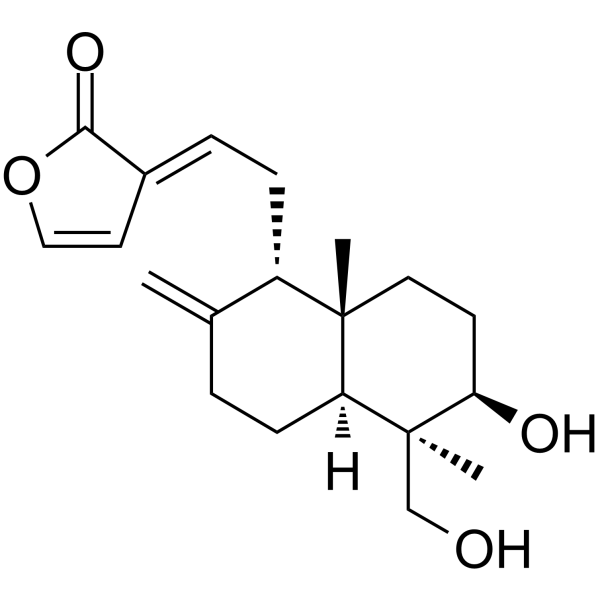 Dehydroandrographolide Chemical Structure Dehydroandrographolide(Synonyms: 脱水穿心莲内酯;穿心莲丁素)