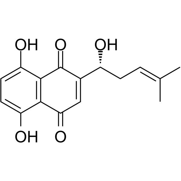 Shikonin Chemical Structure Shikonin(Synonyms: 紫草素; C.I. 75535; Isoarnebin 4)