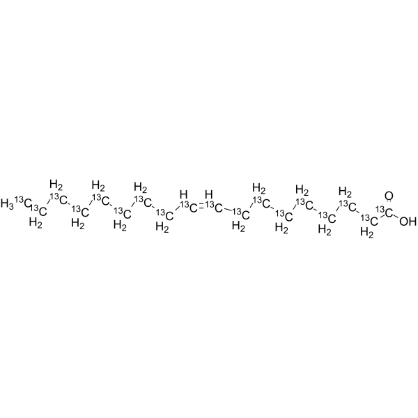 Oleic acid-13C18 Chemical Structure Oleic acid-13C18(Synonyms: 9-cis-Octadecenoic acid-13C18; 9Z-Octadecenoic acid-13C18)