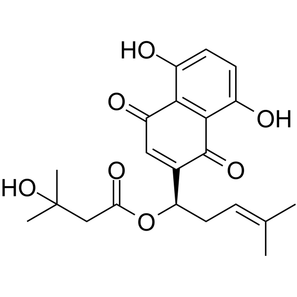 β-Hydroxyisovalerylshikonin Chemical Structure β-Hydroxyisovalerylshikonin(Synonyms: β-羟基异戊酰基紫草素)