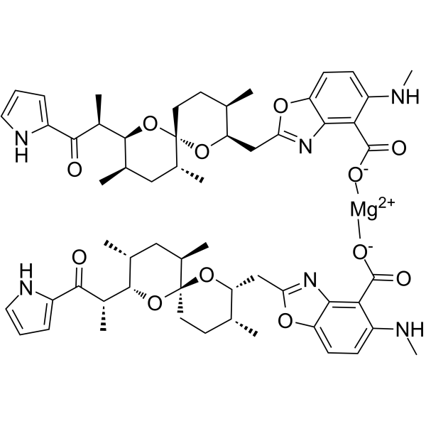 Calcimycin hemimagnesium Chemical Structure Calcimycin hemimagnesium(Synonyms: A-23187 hemimagnesium; Antibiotic A-23187 hemimagnesium)