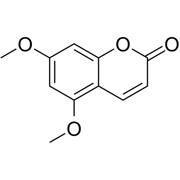 Citropten Chemical Structure Citropten(Synonyms: 5,7-二甲氧基香豆素; 5,7-Dimethoxycoumarin; Limettin)