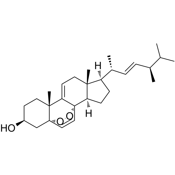 5,8-Epidioxyergosta-6,9(11),22-trien-3-ol Chemical Structure 5,8-Epidioxyergosta-6,9(11),22-trien-3-ol(Synonyms: 9,11-Dehydroergosterol peroxide; 9(11)-DHEP)