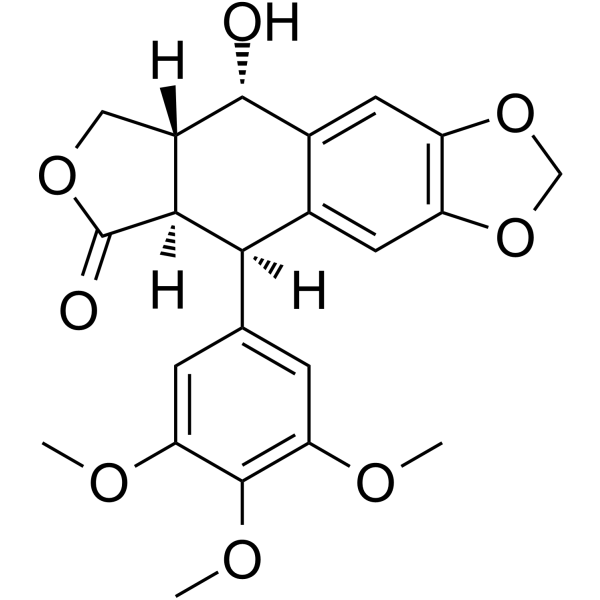 (-)-Epipodophyllotoxin Chemical Structure (-)-Epipodophyllotoxin(Synonyms: 表鬼臼毒素)