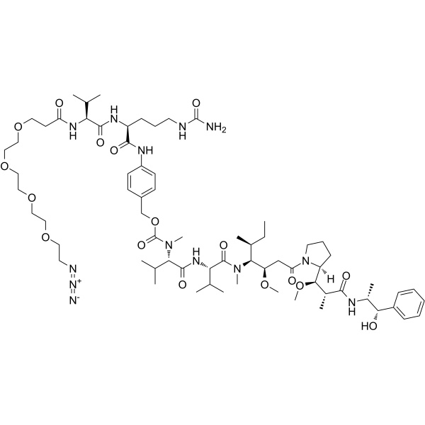 Azido-PEG4-Val-Cit-PAB-MMAE Chemical Structure Azido-PEG4-Val-Cit-PAB-MMAE