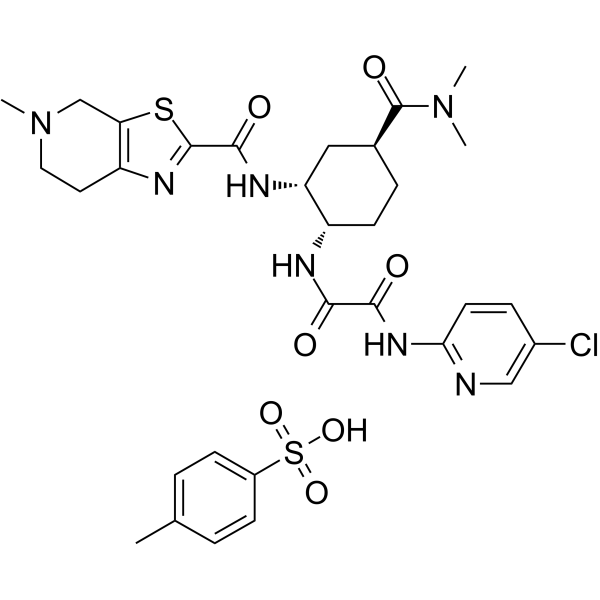 Edoxaban tosylate Chemical Structure Edoxaban tosylate(Synonyms: 依度沙班对甲苯磺酸盐; DU-176b)