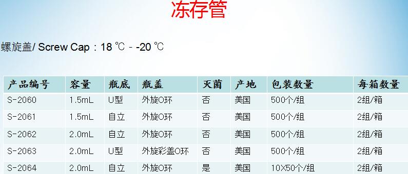 进口自立冻存管23-0005