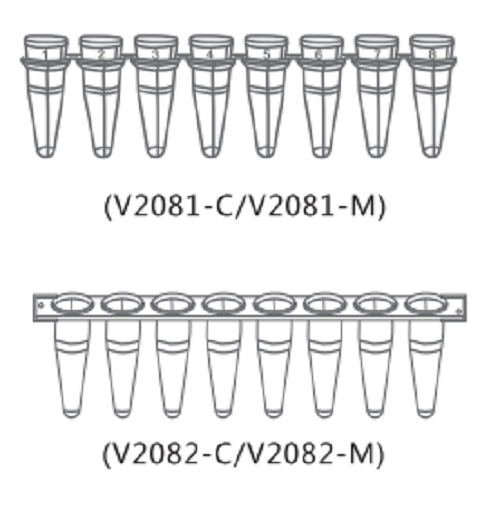 pcr8联排管0.2ml 0.1ml透明含光学平盖V1082-C V2081-C
