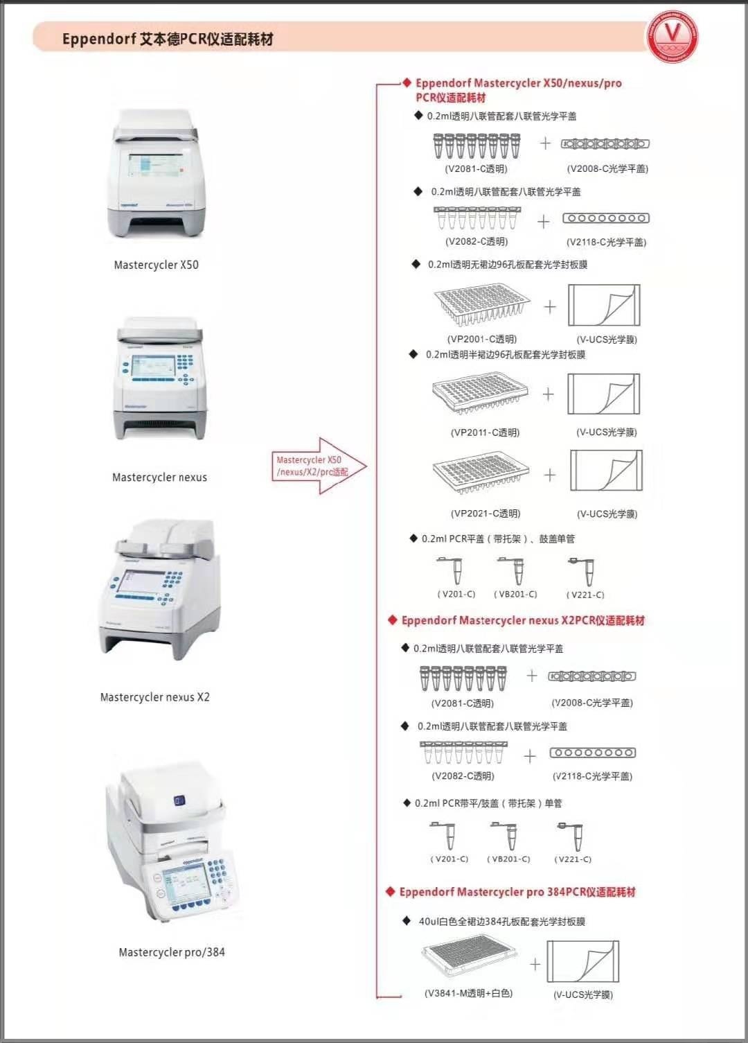 艾本德PCR仪适配0.2ml透明八联管/PCR单管V2081-C V101-C