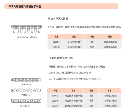 上海 现货pcr管—PCR八连管0.1ml 0.2mlV2081-C V2008-C